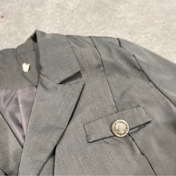 JK Uniform Suit: Lapel Collar Crop Blazer / Vest / High Rise Pleated Skirt - Picture 4 of 6